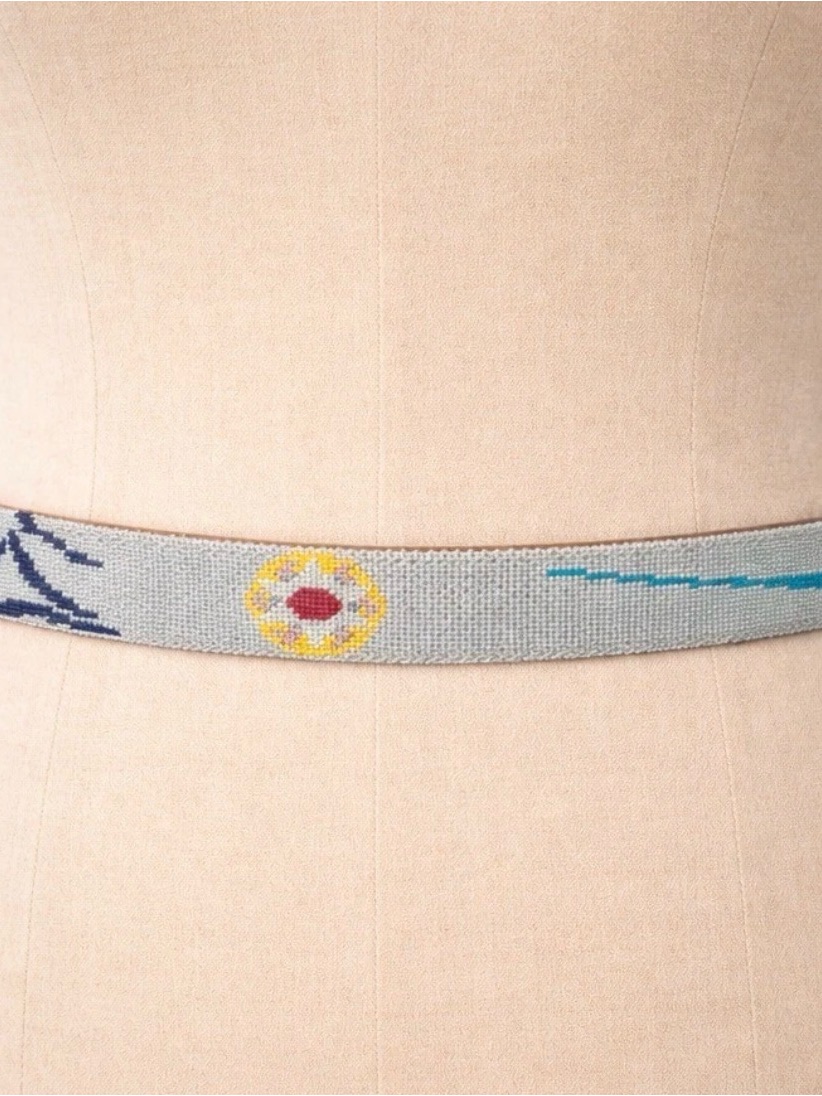 Vintage Needlepoint Leather Men's Belt